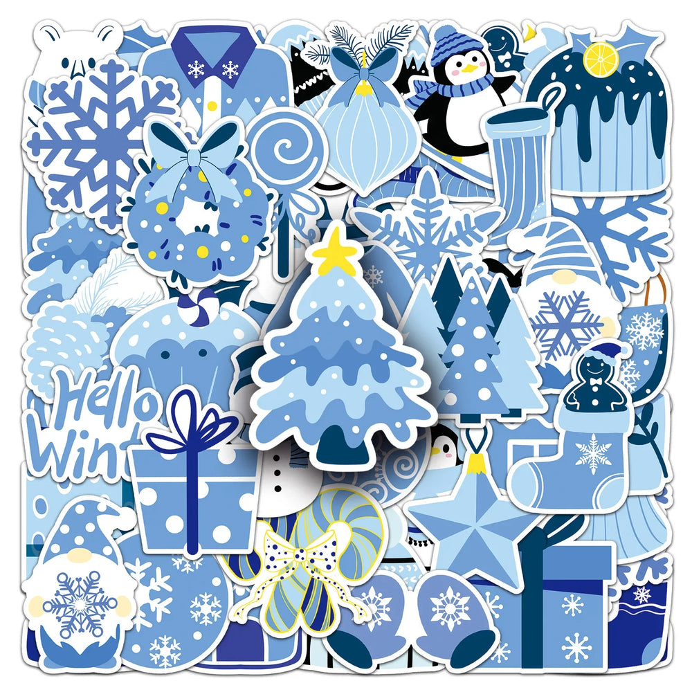 Blue Winter Graffiti Stickers Christmas Decal Laptop Phone Guitar Helmet Skateboard Waterproof Toy (ONLINE ORDER ONLY)