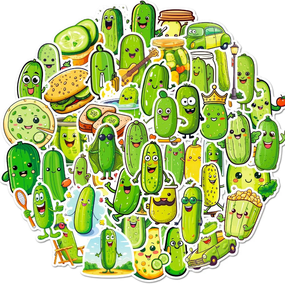 10/50PCS Funny Cartoon Pickle Cucumbers Graffiti Stickers Decals Kids Toy Laptop Scrapbook Phone Suitcase Decoration Sticker (ONLINE ORDER ONLY)