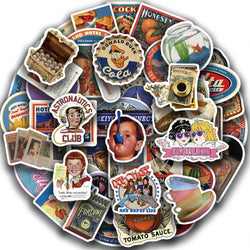 50pcs Cool Vintage Stickers Retro Decal For Skateboard Laptop Phone Bike Car Funny Waterproof Sticker Kids Classic Toys (Online Order Only)