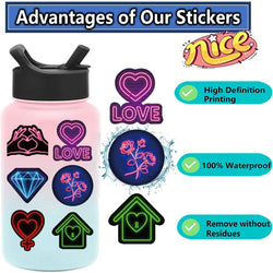 64PCS Cool Neon Light Stickers Trendy Graffiti Waterproof Vinyl Neon Stickers Pack for Phone Creative Decoration DIY Toys (ONLINE ORDER ONLY)