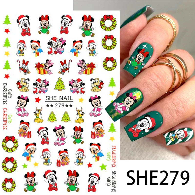 1PCS Disney Mickey Series Nail Stickers Cute 3D Minnie Nail Decorations Valentine's Day Christmas Self-Adhesive Nail Supplies *& (ONLINE ORDER ONLY)