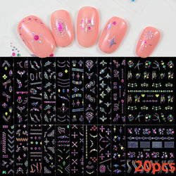 20Pcs Holographic Butterfly Nail Sticker Laser Gold & Sliver Butterfly Adhesive Decal 8.5x6cm 3D Glitter Foil DIY Manicure Decor (Online Order Only)