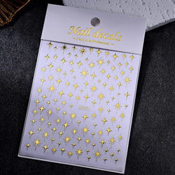 1Sheet Laser Star Nail Stickers 3D Metallic Mirror Gold/Silver Irregular Star Manicure Decals Y2K Self Adhesive Nails Decoration (ONLINE ORDER ONLY)