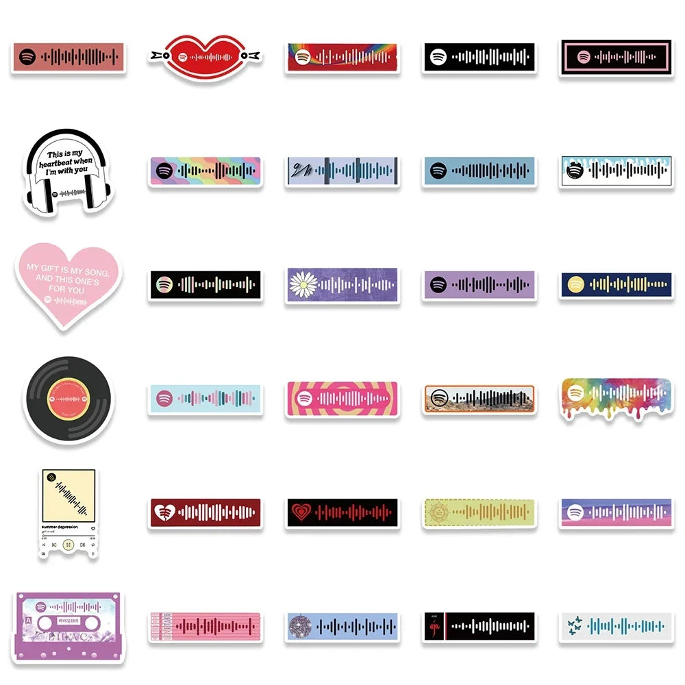 10/30/68PCS Singer Girl In Red Musical Note Sticker Graffiti Funny Song Decals Decoration Scrapbook Laptop Phone Guitar Kids Toy (ONLINE ORDER ONLY)