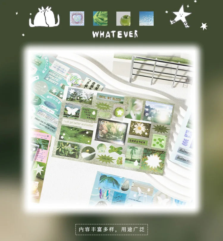 72pages/book Y2K Style Retro Cute Cut Film Sticker Book Planner Journal Handbook Scrapbooking Kawaii Decoration Sticker Gift (ONLINE ORDER ONLY)