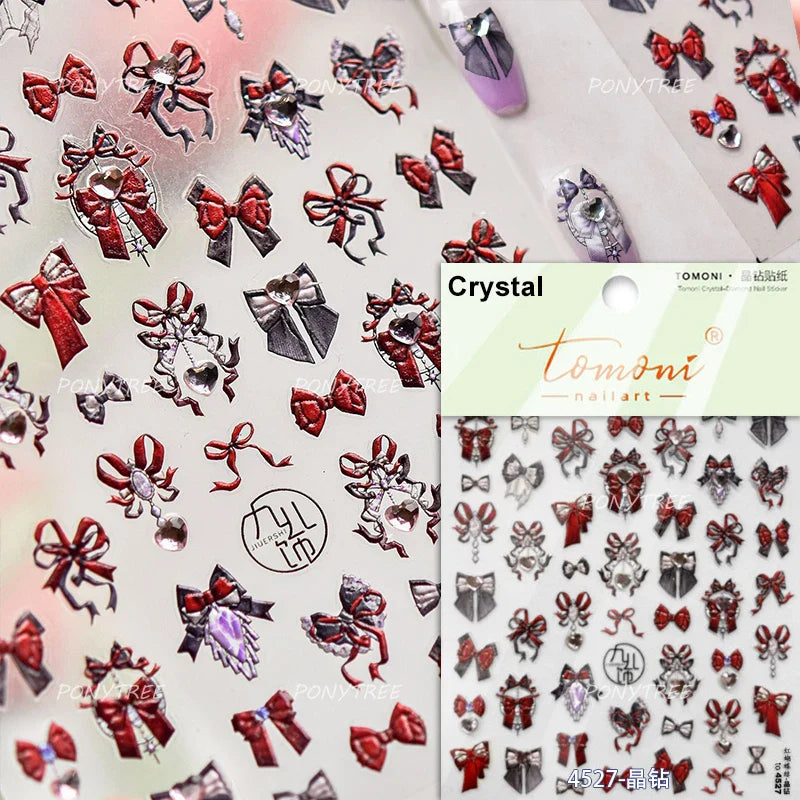 Cute Pet Creamy Rabbit Bear Dog Ribbon Bowknot Lamb Red Painted Heartbeat Flowers Adhesive Nail Art Stickers 3D Manicure Decals (Online Order Only)