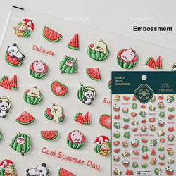 Summer Beach Bikini Watermelon Cat Popsicle Swim Ring Ice Cream Shell Coconut Tree Nail Art Decoration Stickers Manicure Decals (Online Order Only)