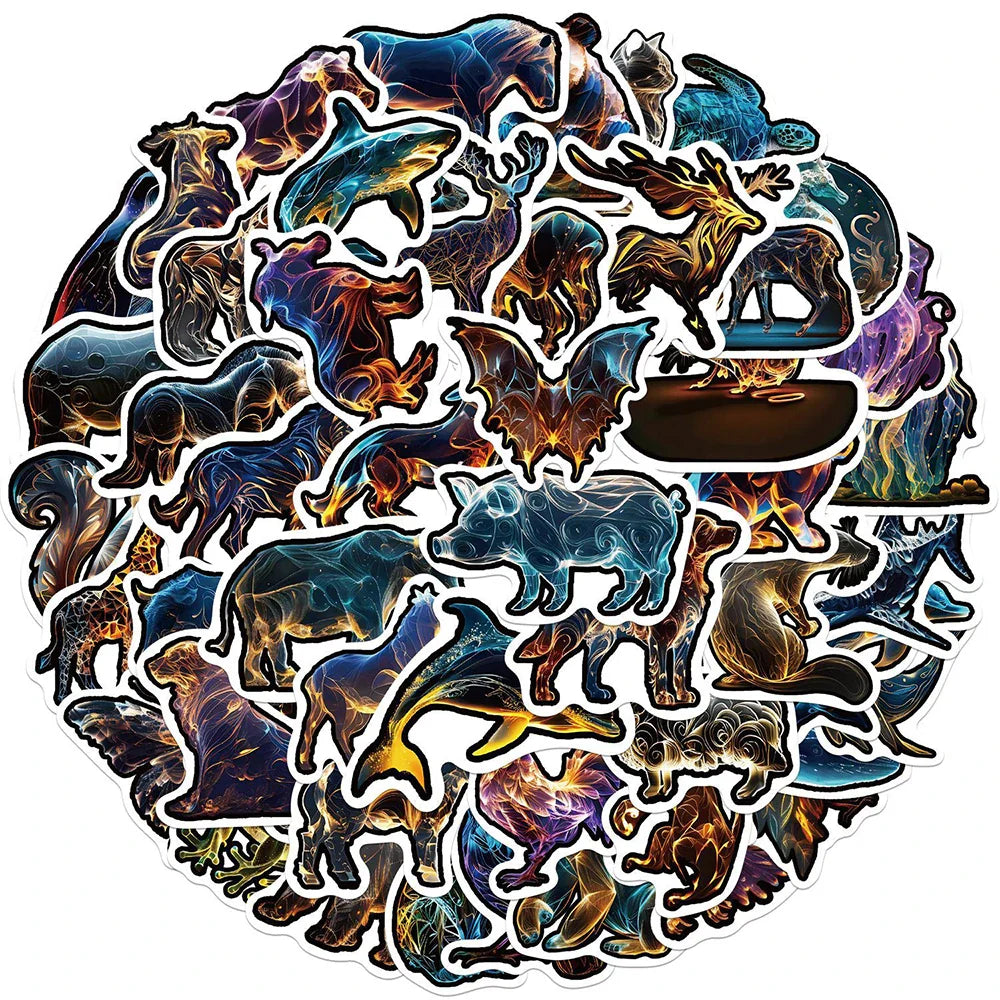 10/30/50PCS Cool Neon Style Animal Sticker PVC Waterproof Graffiti Sticker DIY Fridge Stationery Phone Notebook Car Decals Toys (ONLINE ORDER ONLY)