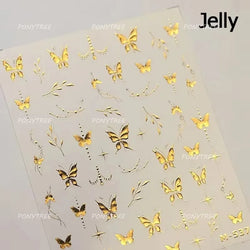 Green Blue Glass Butterfly Lily Flowers Star Line Water Droplet Charming Shiny Self Adhesive Nail Art Stickers Manicure Decals (ONLINE ORDER ONLY)