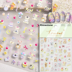 Bowknot Bear Cake Chocolates Food Star Cherry Apple Cook Love Heart Adhesive Nail Art Sticker Rhinestone Reliefs Manicure Decal (ONLINE ORDER ONLY)