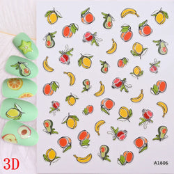 1Pc Summer Nail Art Sticker Lemon Nail Decal Nail Art Supplies Cute Fruit Strawberry Cherry Watermelon Avocado Lemon Nail Design (ONLINE ORDER ONLY)