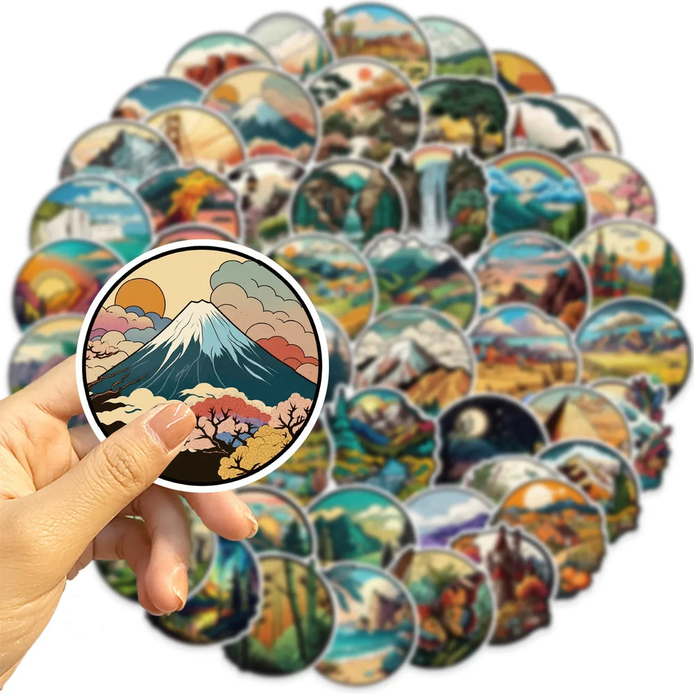 10/50PCS World Famous City Landmark Landscape Stickers Aesthetic Travel Beautiful Scenery Decals Laptop Phone Luggage Sticker (ONLINE ORDER ONLY)