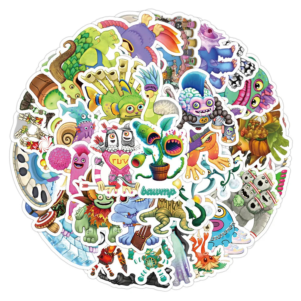 10/30/50PCS My Singing Monster Stickers Game Cute Cartoon Decals Toy DIY Notebook Laptop Phone Skateboard Car Kids Sticker Gift (ONLINE ORDER ONLY)