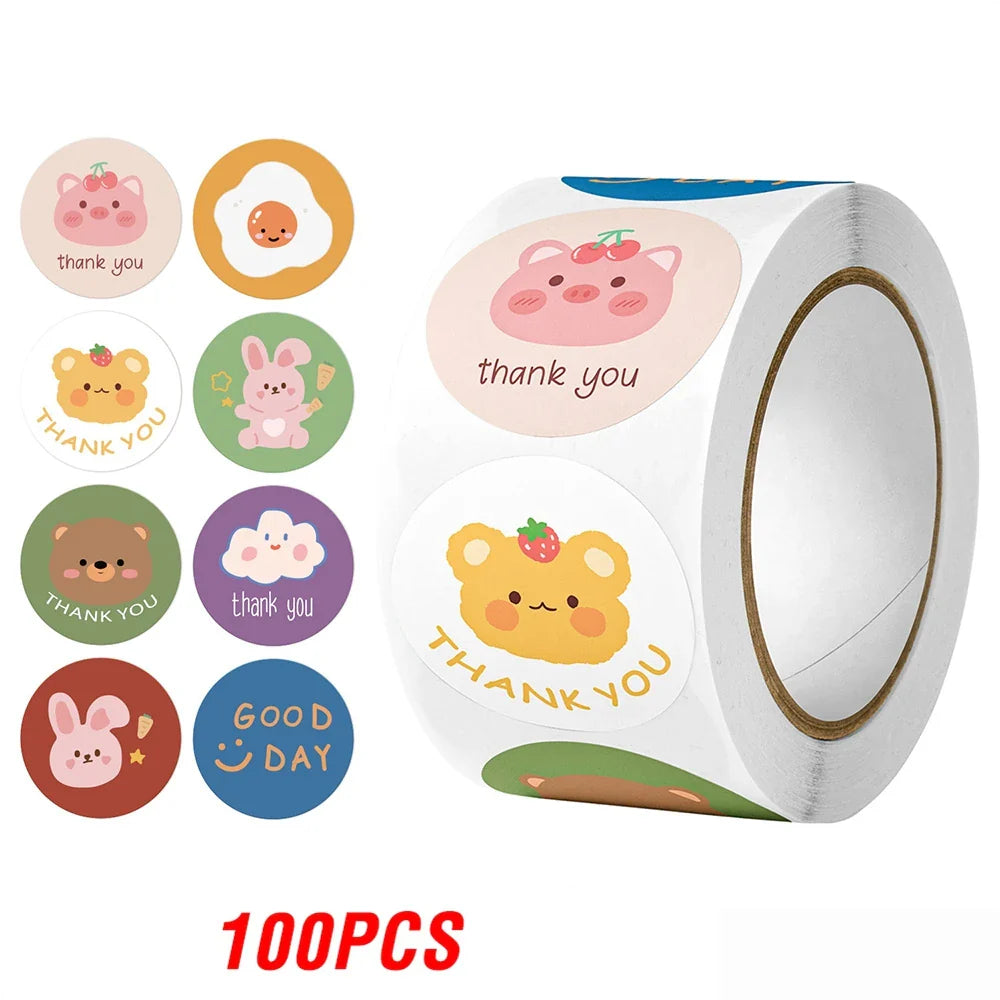 100-500pcs Cute Sticker for Kids Animals Face Reward Sticker for Classroom Teacher Supplies Motivational Scrapbooking (ONLINE ORDER ONLY)