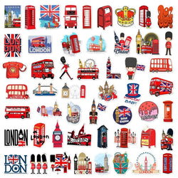 10/30/50PCS Red London Sticker Aesthetic PVC DIY Children's Korean Stationery School Supplies Decoration Scrapbooking for Kids (ONLINE ORDER ONLY)