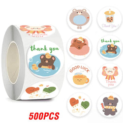 100-500pcs Cartoon Animals Sticker for Children 8 Designs Cute Thank You Scrapbooking Stationery Sealing Labels Rewards Stickers (ONLINE ORDER ONLY)