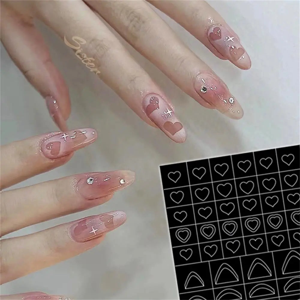 1PC Hollow Airbrush Design Nail Art Hollow Stencils Sticker Love Star Snowflake Butterfly Butterfly French Decal Slider Decors * (Online Order Only)
