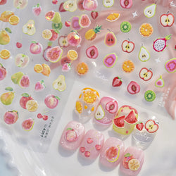 Fruit Paradise Guava Strawberry Pear Peach Orange Watermelon Pitaya Cherry Kiwifruit Pineapple Nail Art Stickers Manicure Decals (ONLINE ORDER ONLY)