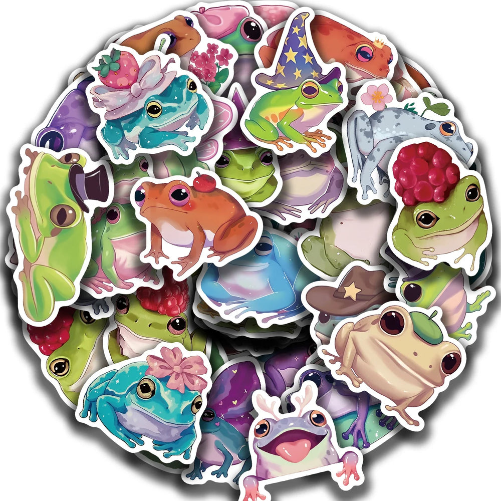 50PCS Cute Silly Frog Stickers Skateboard Waterproof Scrapbook Decal Cartoon Laptop Cartoon Notebook Luggage Graffiti Sticker ﻿ (ONLINE ORDER ONLY)