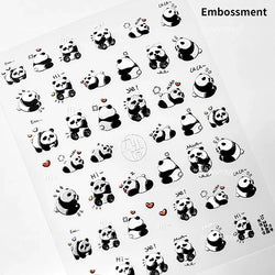 Panda Bamboo Butterfly Pattern Totem Figure Peony Flower Love Heart Adhesive Nail Art Stickers Embroidery Pearl Manicure Decals (ONLINE ORDER ONLY)