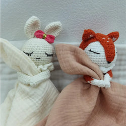 Baby Bib with Sleeping Animals Rattle (ONLINE ORDER ONLY)