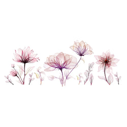 Pink Flowers Wall Stickers for Living Room Bedroom Background Wall Decor Girls's Room Home Decorative Stickers Wall Decals Mural (ONLINE ORDER ONLY)