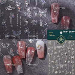 Dreamy Moon Stars Love Heart Butterfly Bowknot Lace Shiny Starburst Ribbon Delicate Adhesive Nail Art Stickers Manicure Decals (Online Order Only)