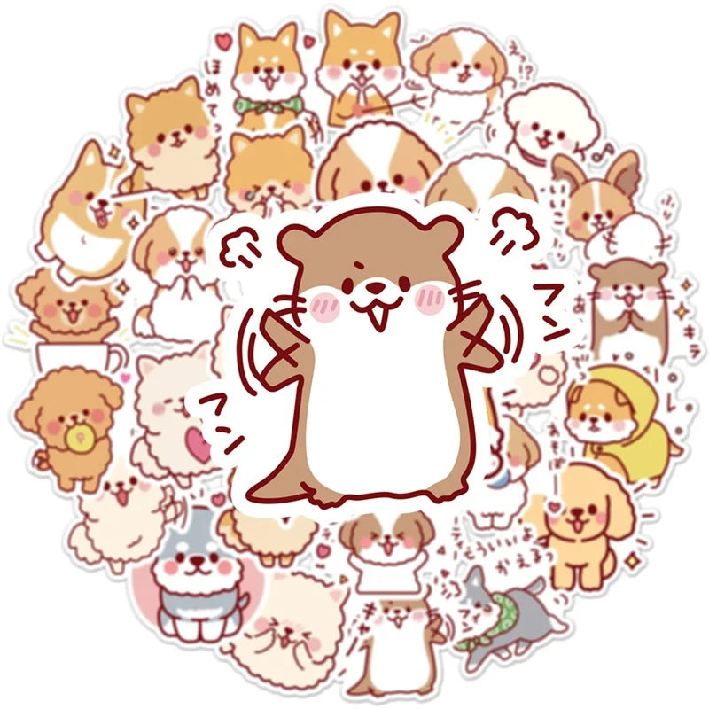 10/30/50PCS Kawaii Fluffy Dog Sticker Aesthetic Children's PVC Korean Stationery School Supplies Decoration Scrapbooking (ONLINE ORDER ONLY)