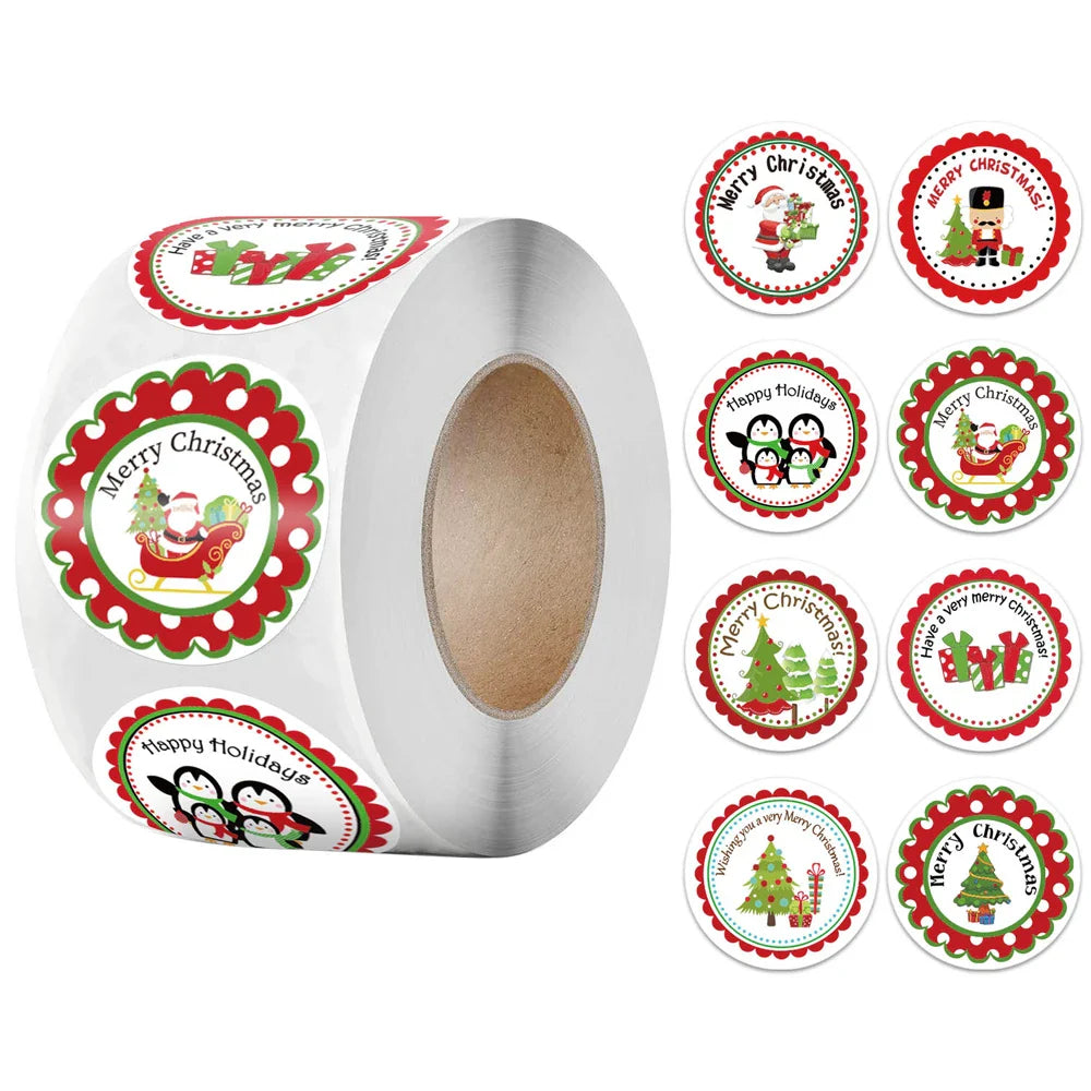 100-500PCS Merry Christmas Santa Claus Sticker Decor DIY Wrapping Gift Decoration Xmas Kids Thank You Seal Label 1inch (Online Order Only)