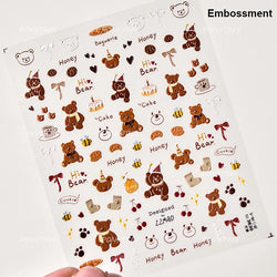 Charm Retro Bear Candy Cake Bowknot Rabbit Bunny Strawberry Footprint Muffin 3D Adhesive Nail Art Stickers Chic Manicure Decals (ONLINE ORDER ONLY)