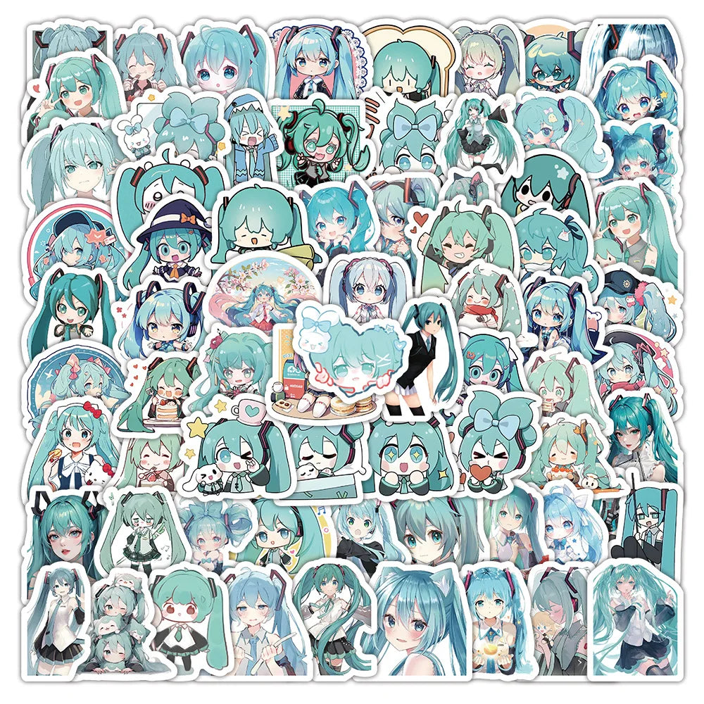 10/30/50/100PCS Kawaii Hatsune Miku Stickers Blue Cartoon Sticker Fridge Luggage Laptop Phone Guitar Skateboard Graffiti Decals (ONLINE ORDER ONLY)