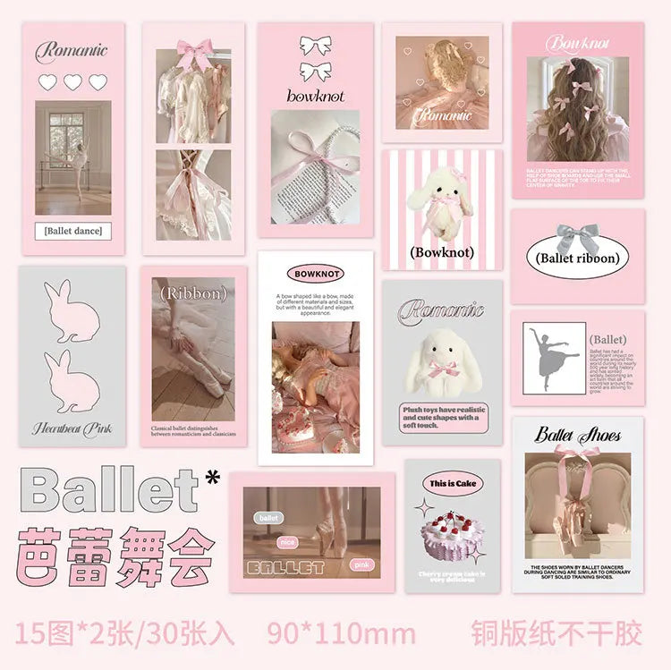 30Pcs Korean Ins Cute Girl Heart Scrapbooking Stickers Hand Account Idol Card Album DIY Phone Deco Material Stationery Sticker (ONLINE ORDER ONLY)