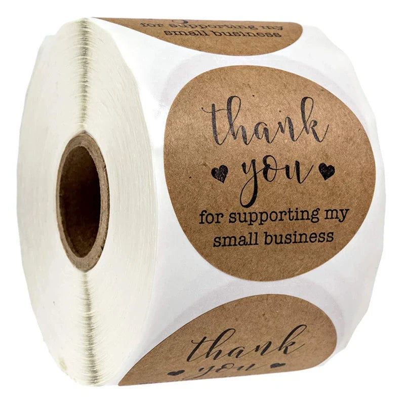 500pc/roll 1inch Thank You for Supporting My Small Business Stickers Sealing Business Stationery Sticker for Store Shopping (ONLINE ORDER ONLY)