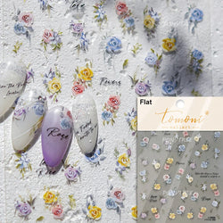Watercolor Style Colourful Rose Flower Embossment Romantic Garden 5D Self Adhesive Nail Art Decoration Stickers Manicure Decals (ONLINE ORDER ONLY)
