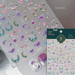 Chic Wild Flower Oil Painting Small Variegated Daisy Peach Blossom Lavender Petal Adhesive Nail Art Stickers Manicure Decals (Online Order Only)