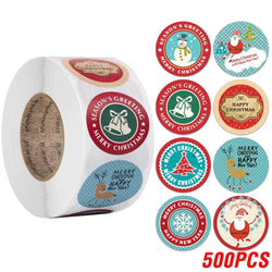 100-500pcs Merry Christmas DIY Handmade Sticker Package Thank You Label Sealing Stickers Party Festive Decor Supplies Children (ONLINE ORDER ONLY)
