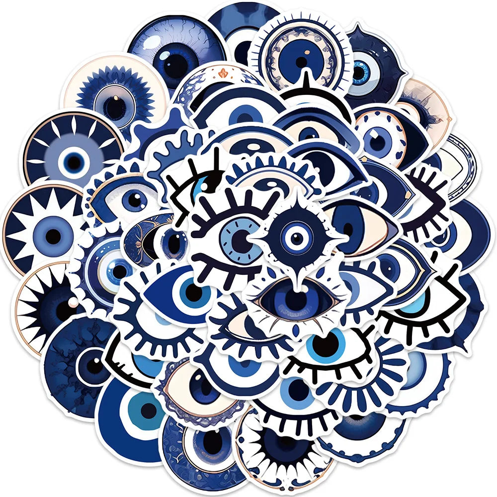 10/30/50PCS Cartoon Turkish Evil Eye Stickers Aesthetic Decoration Skateboard Scrapbook Phone Laptop Helmet Bike Decals DIY Toys (ONLINE ORDER ONLY)