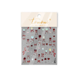 Sexy Red Grape Wine Bowknot Cocktail Goblet Cup Soda Liquid Shiny Sparkling Self Adhesive Nail Art Stickers 3D Manicure Decals (ONLINE ORDER ONLY)