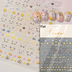 Cute Bee Honey Jar Daisy Flowers Gather Honey Pot Love Heart Green Leaves Reliefs Self Adhesive Nail Art Stickers Manicure Decal (ONLINE ORDER ONLY)