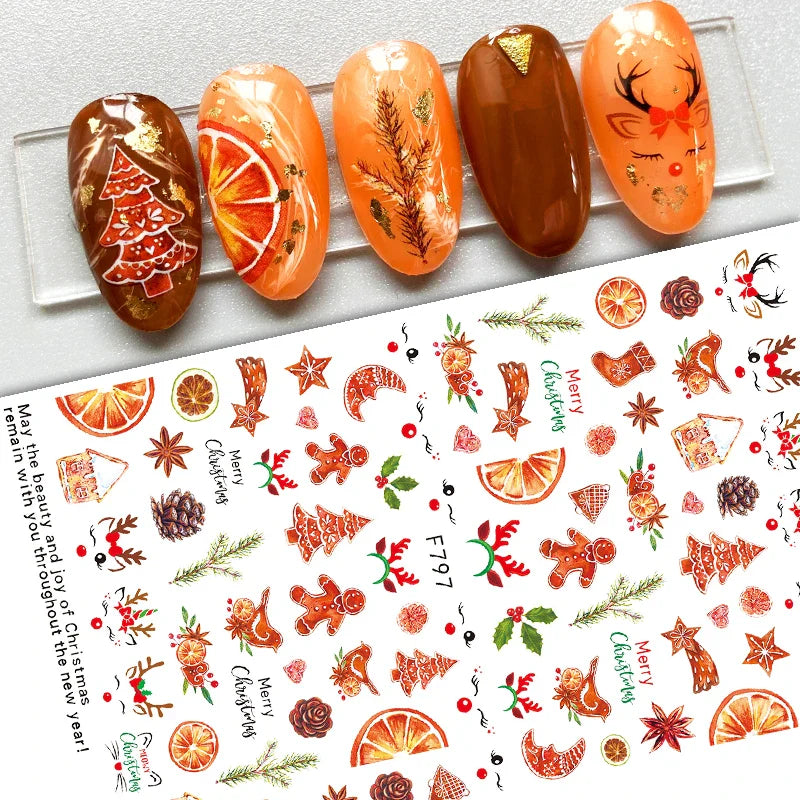 Merry Christmas Penguin Nail Art Sticker 3D Slider Deer Santa Claus Decal New Year Nail Decorations Sticker Manicure Accessories (ONLINE ORDER ONLY)