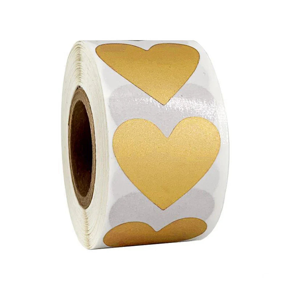 300pcs/roll Exquisite Silver Shiny Dot Heart Shaped Stickers Seal Labels for Gift Package Glitter Card Handmade Decoration (Online Order Only)