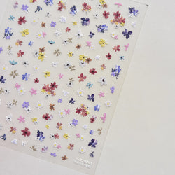 Chic Wild Flower Oil Painting Small Variegated Daisy Peach Blossom Lavender Petal Adhesive Nail Art Stickers Manicure Decals (Online Order Only)
