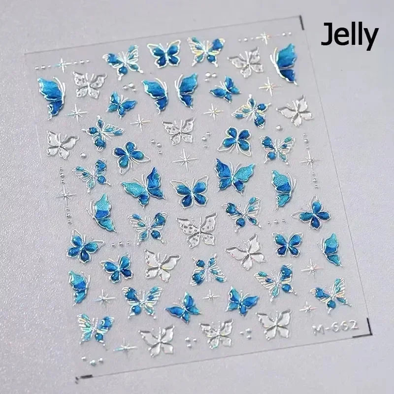 Delicate Tender Purple Butterfly Seal Pattern Insect Shiny Golden Stroke Nail Art Decoration Sticker Dressy Laser Manicure Decal (ONLINE ORDER ONLY)