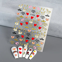 1pc Bohemian Valentine Nail Stickers 3D Self-Adhesive Fantasy Nail Art Glitter Sun, Heart, Lock, Star & Moon Designs Nail Decals (ONLINE ORDER ONLY)