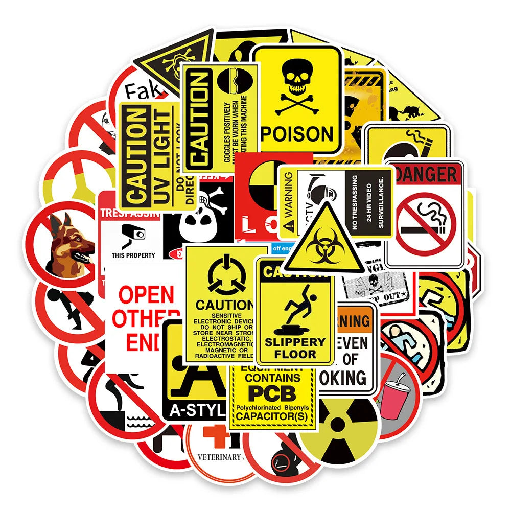 10/30/50pcs Warning Danger Sticker Packs (ONLINE ORDER ONLY)