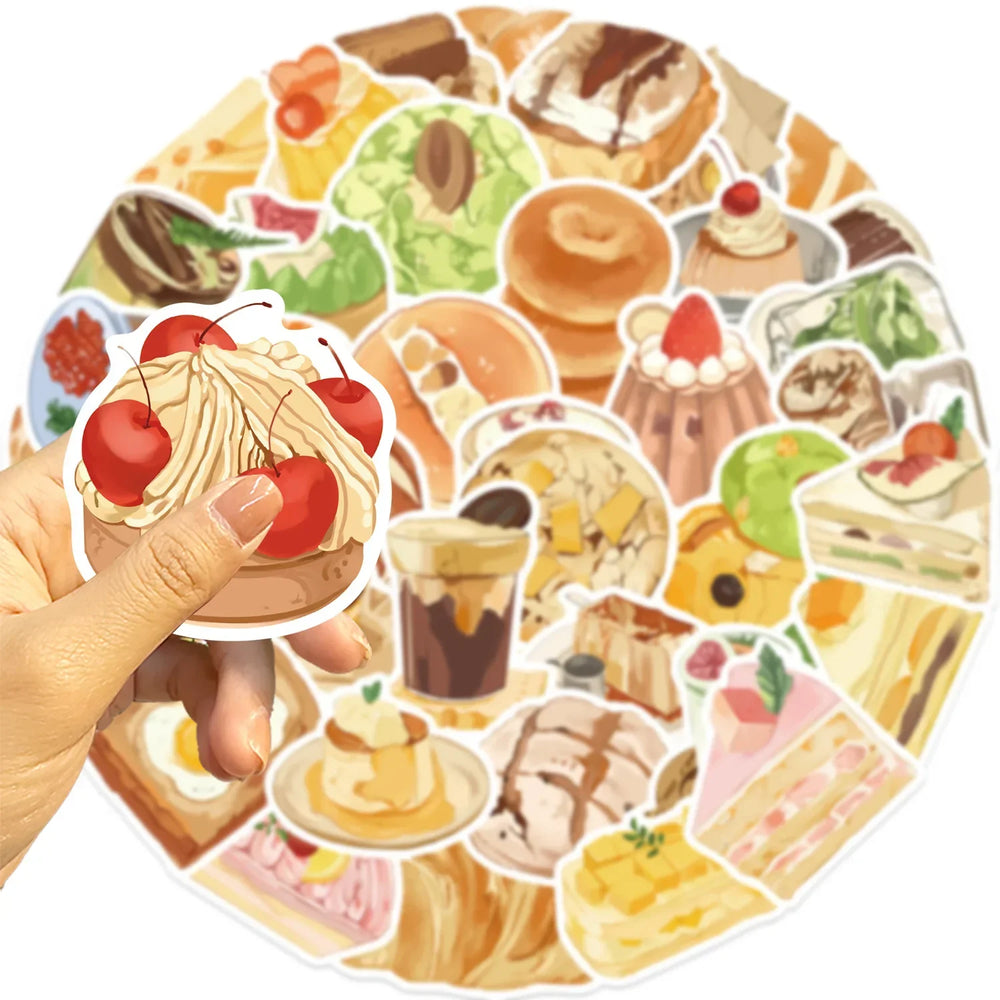 Afternoon Tea Dessert Stickers Set - Scrapbook, Laptop, Guitar, Car, Bike, Skateboard (ONLINE ORDER ONLY)