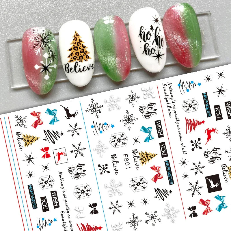 Merry Christmas Penguin Nail Art Sticker 3D Slider Deer Santa Claus Decal New Year Nail Decorations Sticker Manicure Accessories (ONLINE ORDER ONLY)