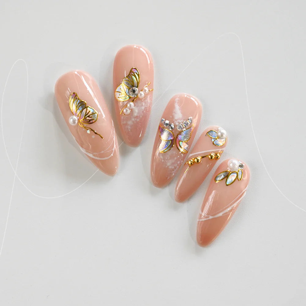 20pcs Laser Shining Aurora Shell Butterfly Nail Stickers 5D Nail Art Design Decals DIY Manicure Y2K Bronzing Stickers For Nails* (ONLINE ORDER ONLY)