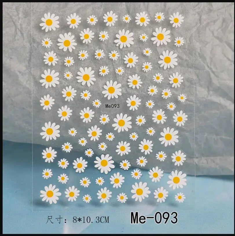 1PC Elegant 3D Daisy Flower Nails Art White Florals Petals Flowers Back Glue Nail Stickers Gel Polish Sticky Manicure Decoration (ONLINE ORDER ONLY)