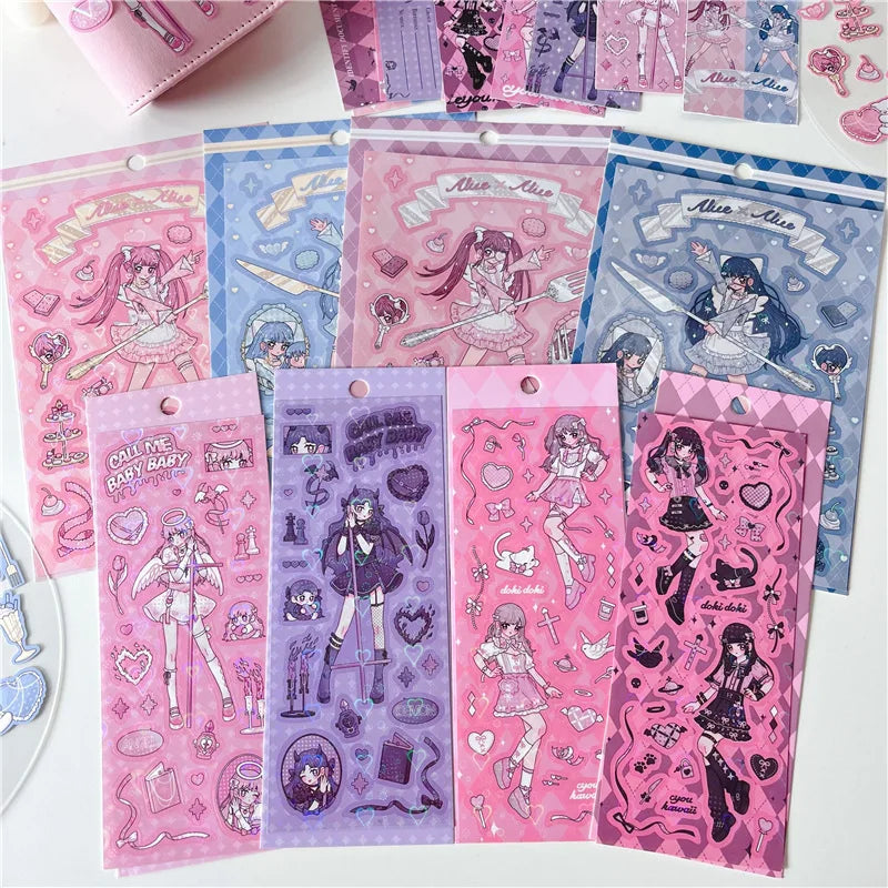 Ins Sweet Cool Sisters Girl Stickers Diary Scrapbooking DIY Album Decoration Sticker Aesthetic Personalized Kawaii Stationery (Online Order Only)